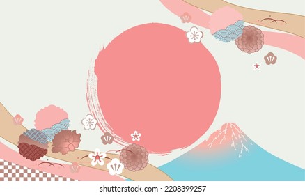 It is a Japanese style pattern illustration with Mt. Fuji
