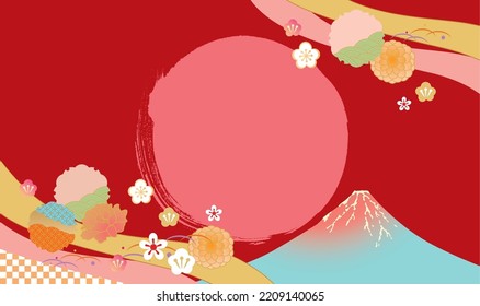 It is a Japanese style pattern illustration with Mt. Fuji