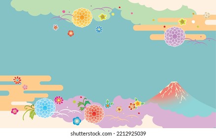 It is a Japanese style pattern illustration with Mt. Fuji