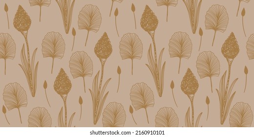 Japanese style pattern with linear burdock and Celosia flower