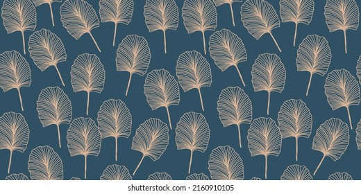 Japanese style pattern with linear burdock on dark blue background