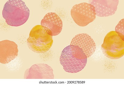 Japanese style pattern with watercolor touch