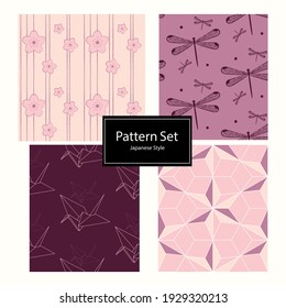 Japanese style patterns for use on fabric, prints or stationery. All colors are editable.
