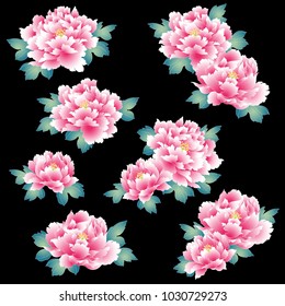 Japanese style peony,
Design of a Japanese style peony flower
It is used for a kimono
