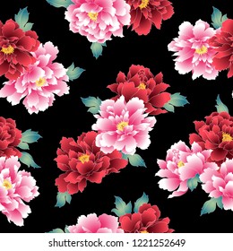 Japanese style peony pattern,