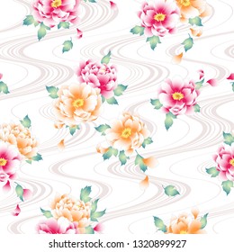 Japanese style peony pattern,