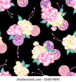 Japanese style peony pattern