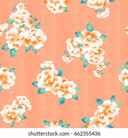 Japanese style peony pattern