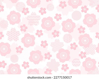 Japanese style pink cherry blossoms pattern background