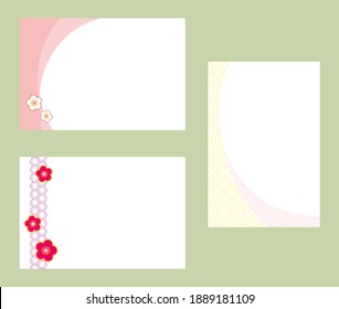 Japanese style postcard template set. Vector illustration.