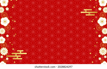 Japanese style red background for New Year (vector illustration)