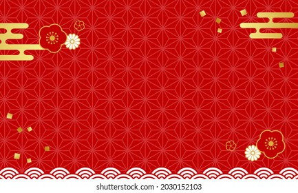 Japanese style red background for New Year (vector illustration)