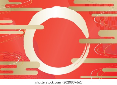 Japanese style red and gold background illustration