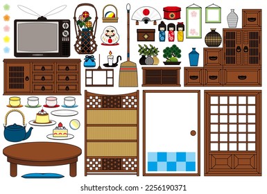 Habitación de estilo japonés Showa decoración retro ilustración de estilo japonés diseño "muebles japoneses y artículos misceláneos japoneses"