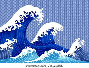 Japanese style rough waves background sea Japan Japanese pattern back