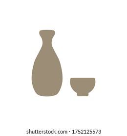 Japanese Style Sake Bottle Vector Illustration Icon