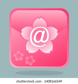
Japanese Style with sakura Decorated mail Vector Icon in Blue Background