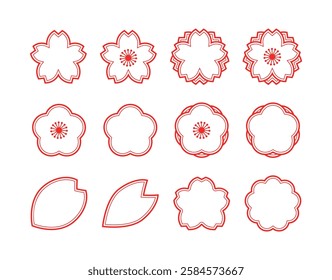 Japanese style seal set with cherry and plum flower motifs