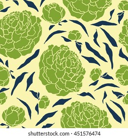 Japanese style seamless floral pattern with peonies