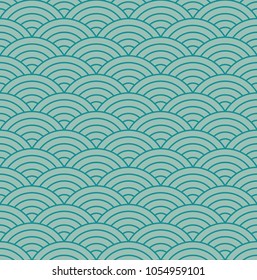 Japanese style seamless pattern background, Wave concept pattern background, Emerald green pattern, Vector