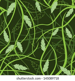 Japanese style seamless pattern with branches and leaves