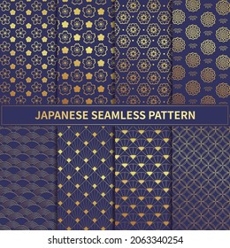 Japanese style seamless pattern collection, Abstract background, Vector illustration.