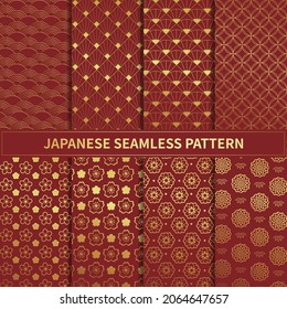 Japanese style seamless pattern collection, Abstract background, Vector illustration.