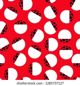 japanese style seamless pattern with dots in red black white shades