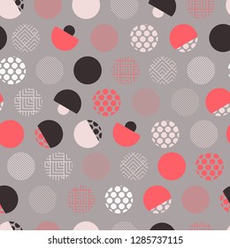 japanese style seamless pattern with eclectic dots in smoke red shades