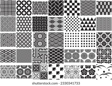 Material de patrón sin soldadura de estilo japonés para ilustrador