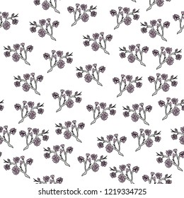 Japanese style seamless pattern with sakura. Doodle hand drawn.