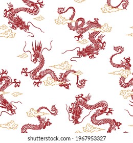 Japanese style and simple dragon seamless pattern,
