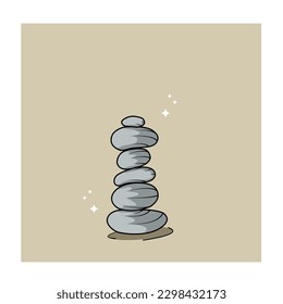 Japanese style stone stack with 3 colors and Japanese text