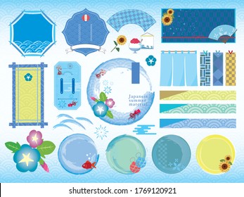 Japanese style summer material illustration