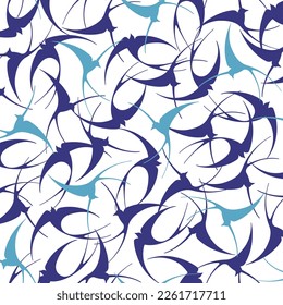 Japanese style swallow seamless pattern,