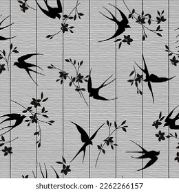 Japanese style swallow seamless pattern,