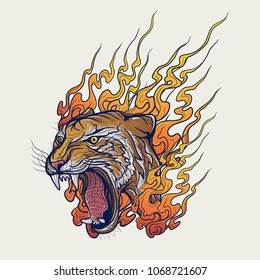 Japanese style tiger vector illustration