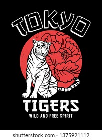 Japanese style tiger vector illustration for t-shirt and other uses.