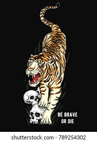Japanese style tiger vector illustration for t-shirt and other uses.