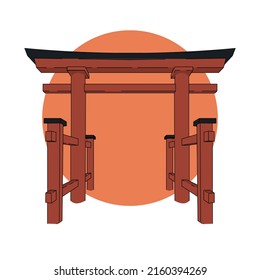 Japanese Style Torii Gate Illustration