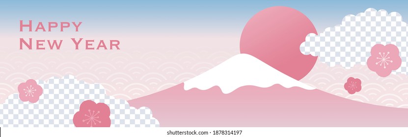 Japanese style vector background with mt. fuji for New Year's banners, greeting cards, flyers, social media wallpapers, etc.