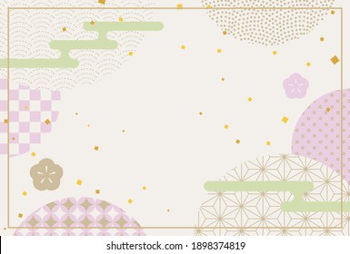 Japanese style vector background with  traditional patterns for New Year's banners, greeting cards, flyers, social media wallpapers, etc.