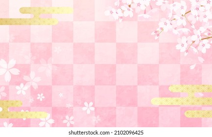 Japanese style vector illustration of cherry blossoms and clouds