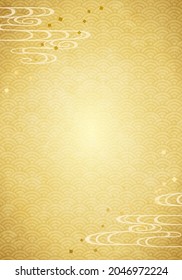 Japanese style vector illustration of golden clouds and gold leaf