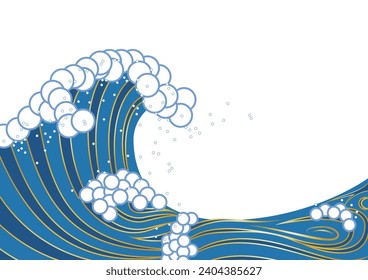 Japanese style wave background.
This is a vector illustration drawn in a pop style.