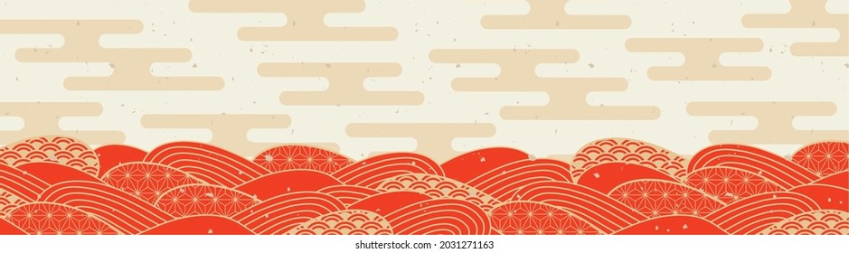 Japanese style wave illustration background