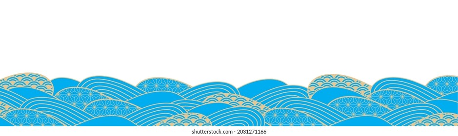 Japanese style wave illustration background