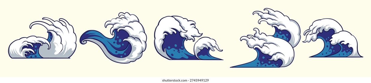 japanese style wave vector art
