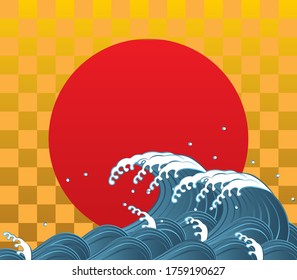 Estilo japonés. Olas y sol.