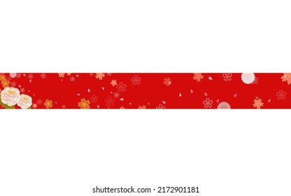 Japanese style web banner with flower pattern, peony and cherry blossoms